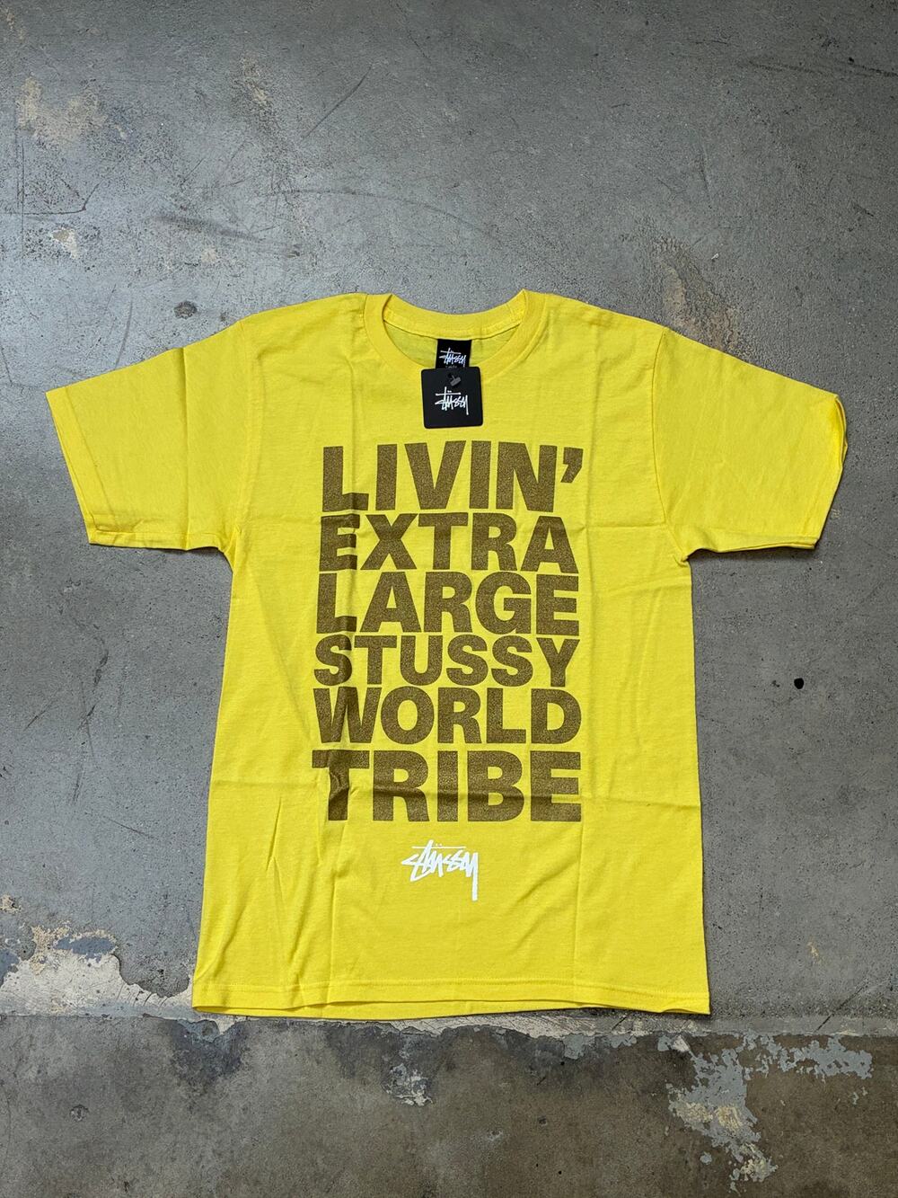 Stussy Livin' Extra Large T-Shirt Yellow Small